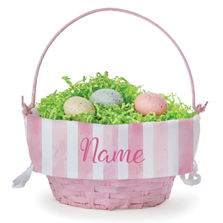 Striped Pink Personalized Easter Basket with Liner