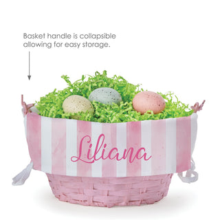 Striped Pink Personalized Easter Basket with Liner