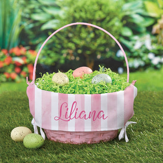 Striped Pink Personalized Easter Basket with Liner