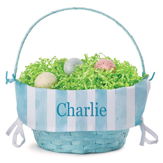 Striped Blue Personalized Easter Basket with Liner