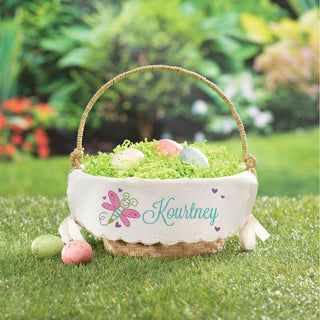 Cheerful Dragonfly Personalized Easter Basket with Linen Liner