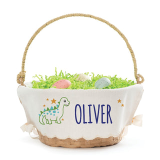 Dinosaur Personalized Easter Basket with Linen Liner
