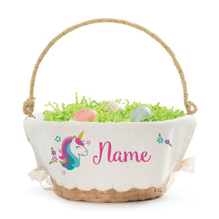 Unicorn Personalized Easter Basket with Linen Liner