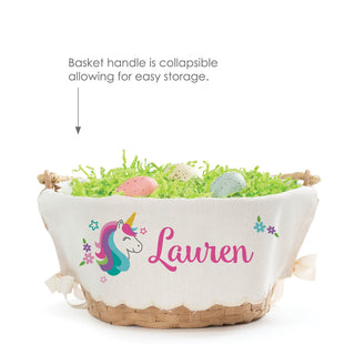 Unicorn Personalized Easter Basket with Linen Liner