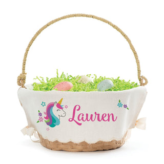 Unicorn Personalized Easter Basket with Linen Liner