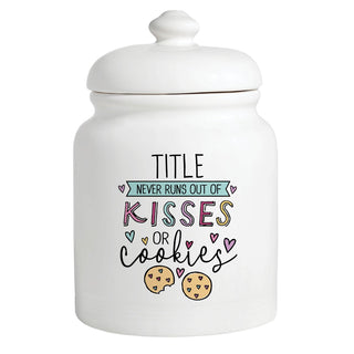 Grandma Never Runs Out of Kisses or Cookies Personalized Ceramic Treat Jar