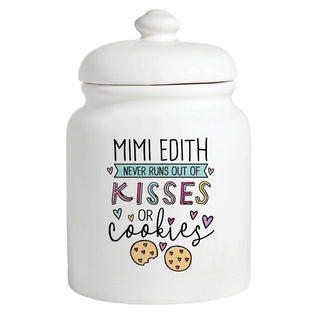 Grandma Never Runs Out of Kisses or Cookies Personalized Ceramic Treat Jar