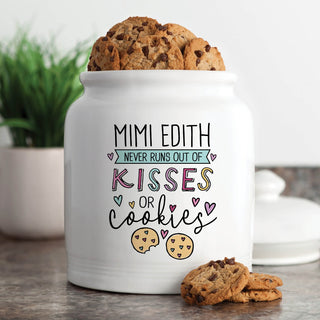 Grandma Never Runs Out of Kisses or Cookies Personalized Ceramic Treat Jar