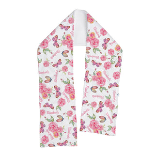 Butterfly Floral Name Pattern Personalized Fleece Scarf