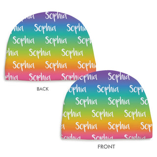 Rainbow Name Pattern Personalized Fleece Beanie