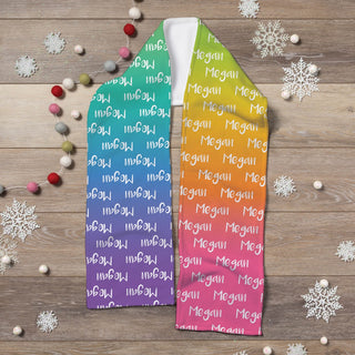 Rainbow fleece scarf with name 