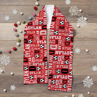 Soccer fleece scarf with name 