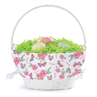 Butterfly Floral Name Pattern Easter Basket with Liner