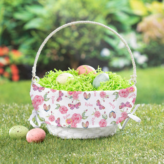 Butterfly Floral Name Pattern Easter Basket with Liner