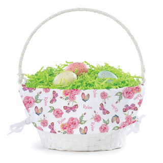 Butterfly Floral Name Pattern Easter Basket with Liner