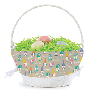 Gnome Name Pattern Personalized Easter Basket with Liner