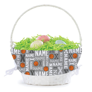 Basketball Name Pattern Easter Basket with Liner