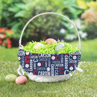 Baseball Name Pattern Personalized Easter Basket with Liner