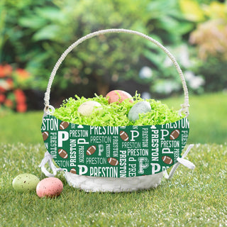 Football Name Pattern Personalized Easter Basket with Liner