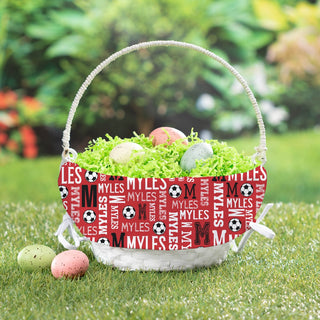 Soccer Name Pattern Personalized Easter Basket with Liner