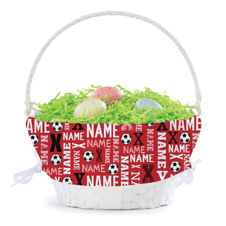 Soccer Name Pattern Personalized Easter Basket with Liner
