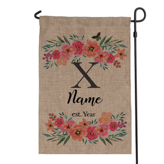 Floral Personalized Burlap Garden Flag