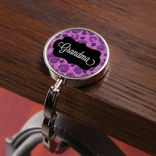 Purple Leopard Print Personalized Purse Hanger