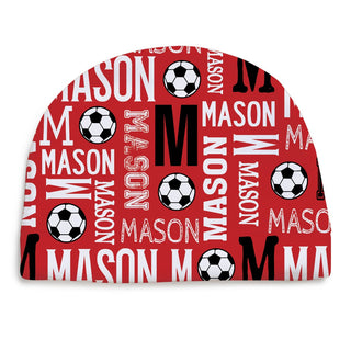 Soccer Name Pattern Personalized Fleece Beanie