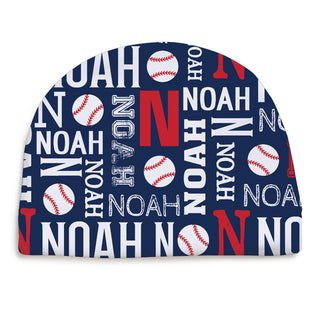 Baseball fleece beanie with name and initial