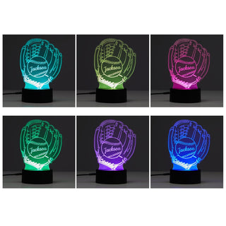 Baseball Mitt with Ball Personalized Acrylic LED Night Light