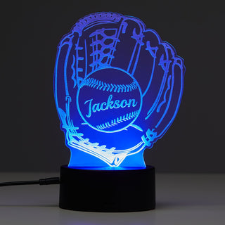 Baseball mitt with ball LED nightlight with name