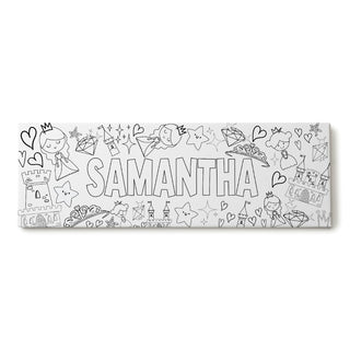 DIY Color Your Name Princess 10x30 Gallery Wrapped Canvas