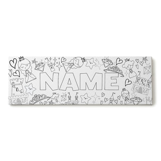 DIY Color Your Name Princess 10x30 Gallery Wrapped Canvas