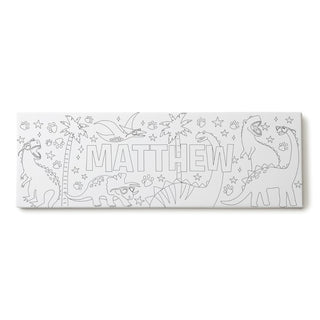DIY Color Your Own Dinosaur Name 10x30 Gallery Wrapped Canvas