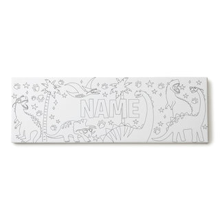 DIY Color Your Own Dinosaur Name 10x30 Gallery Wrapped Canvas