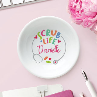 Scrub Life Personalized Round Trinket Dish