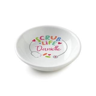 Scrub Life Personalized Round Trinket Dish