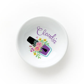 Manicurist Personalized Round Trinket Dish