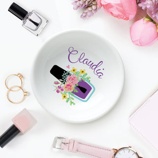 Manicurist Personalized Round Trinket Dish