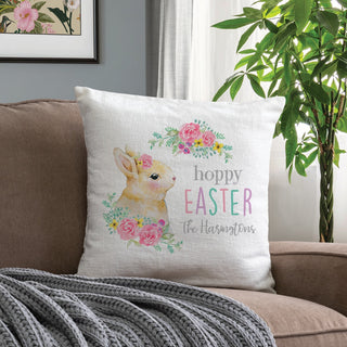 Hoppy Easter Personalized 14x14 Throw Pillow