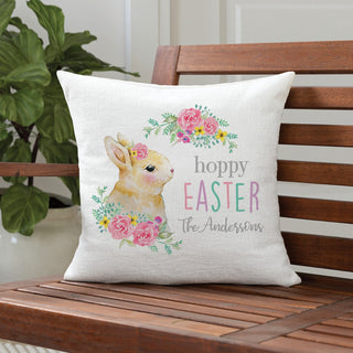Hoppy Easter Personalized 17x17 Throw Pillow