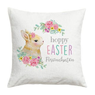 Hoppy Easter Personalized 17x17 Throw Pillow