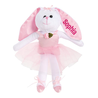 Pink Name Personalized White Ballerina Bunny