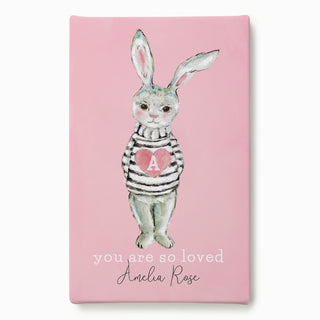 Heart Sweater Bunny Personalized Pink 10x16 Canvas