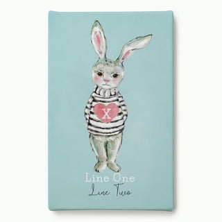 Heart Sweater Bunny Personalized Mint 10x16 Canvas