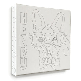 DIY French Bull Dog with Glasses 8x8 Gallery Wrapped Canvas