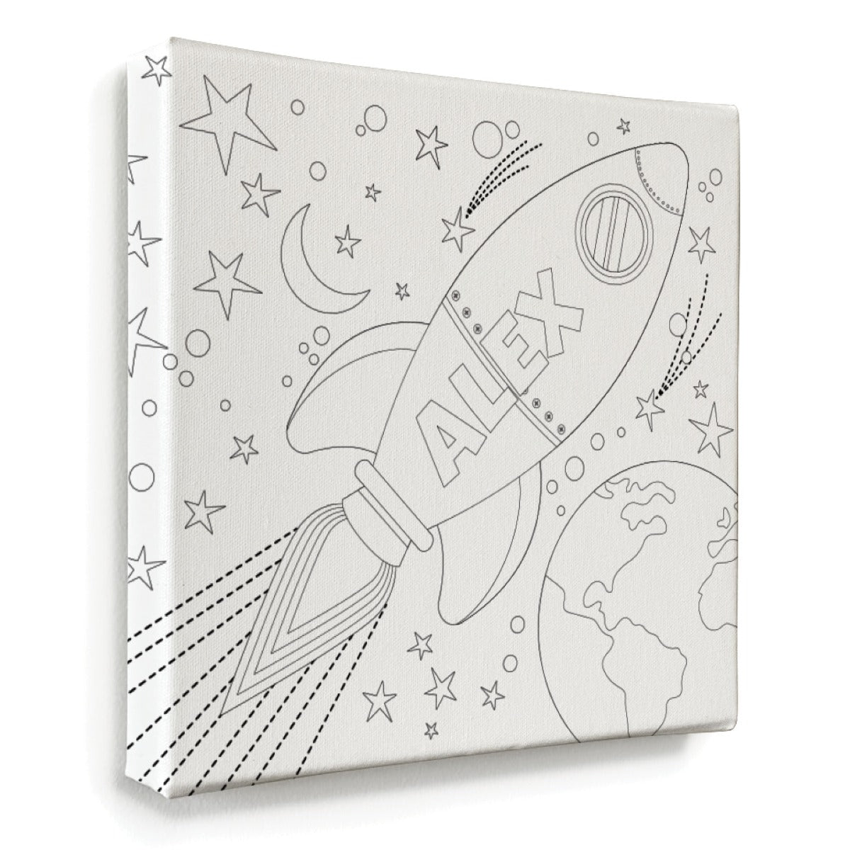 Canvas Rocketship DIY Rocket Ship 8x8 Gallery Style Canvas – Personalized Planet