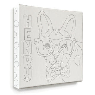 DIY French Bull Dog with Glasses 16x16 Gallery Wrapped Canvas