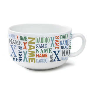 Dad Name Pattern Personalized Ceramic Bowl with Handle