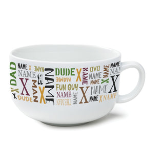 Colorful Name Pattern For Him Ceramic Bowl with Handle